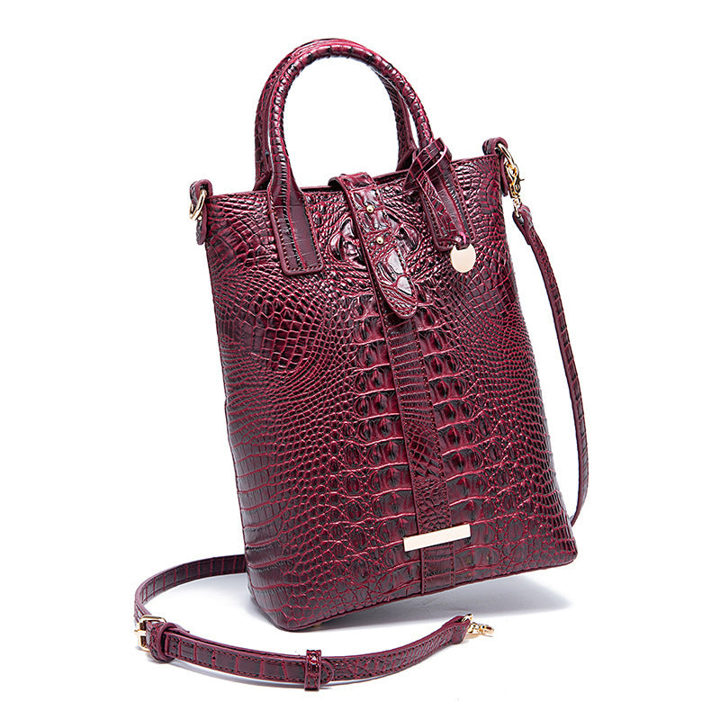 Women's Retro Multi-Color Crocodile Pattern Shoulder Bag