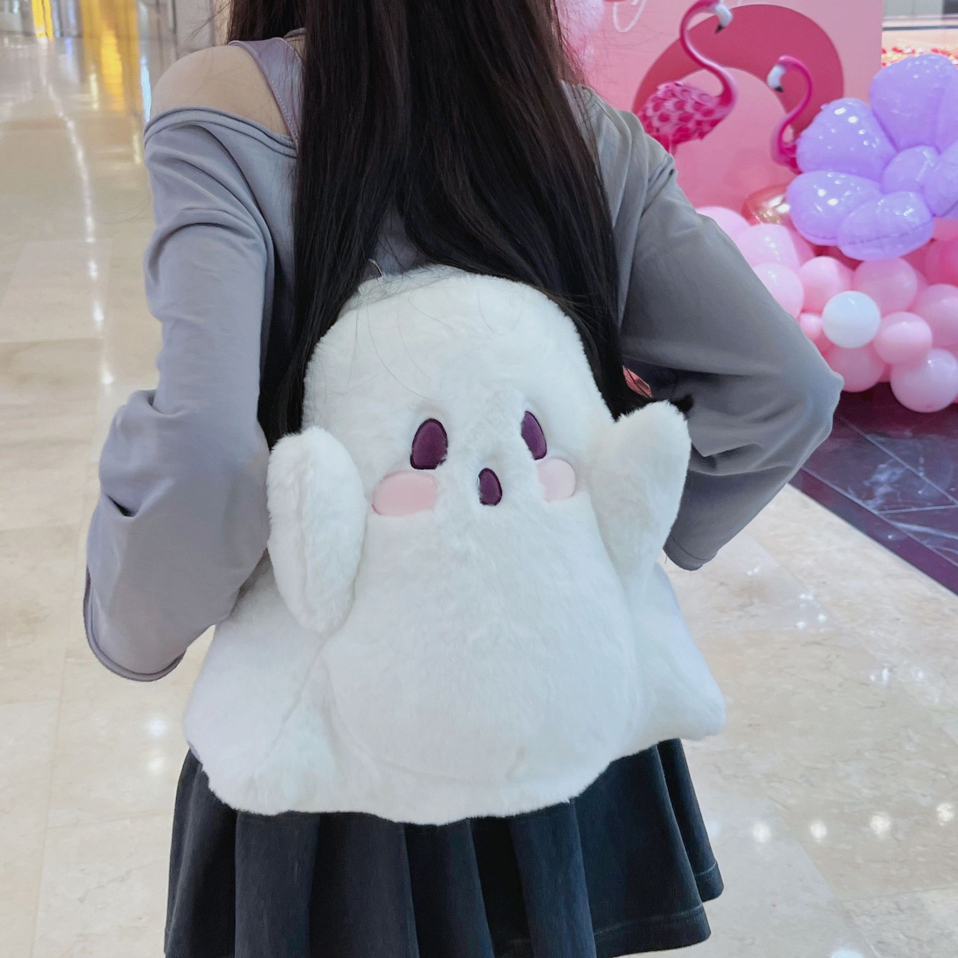 Halloween Cute Milky White Plush Ghost Cartoon Backpack