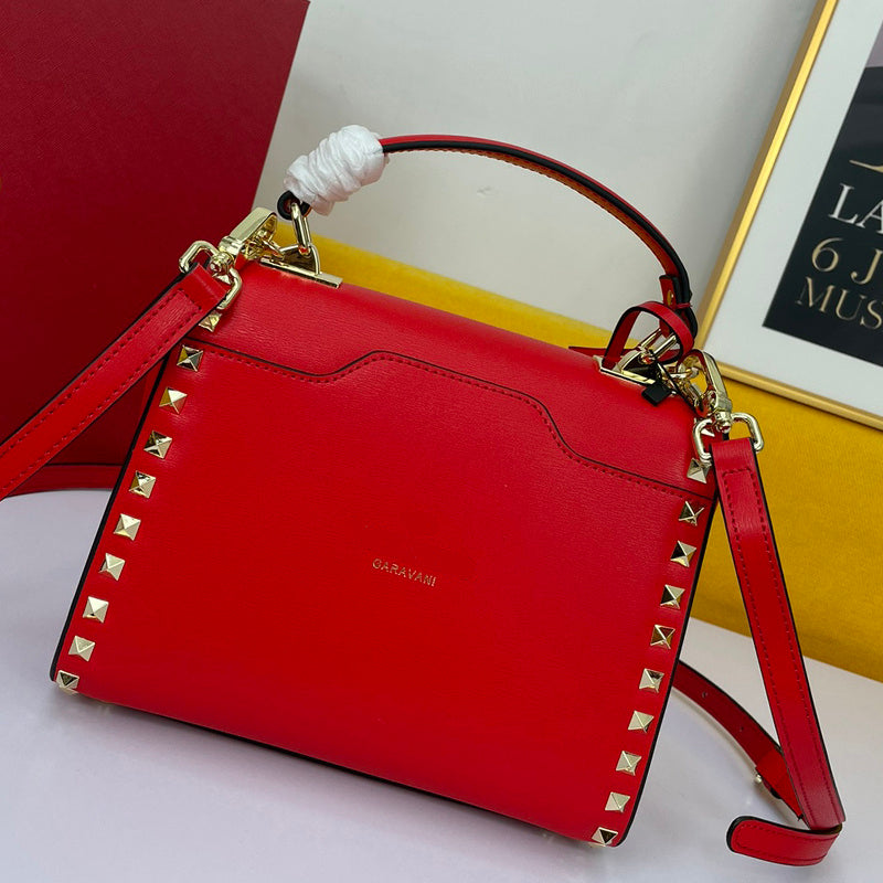 Cowhide Rivet-bound Women's Bag With Single-shoulder Messenger Pattern