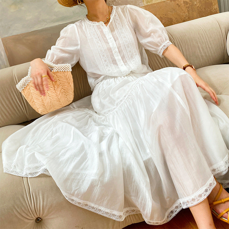 Fashion French Style Women's Tencel Suspender Skirt Suit S-L