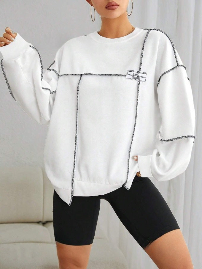 Loose Casual Round Neck Lantern Sleeve Women's Sweater