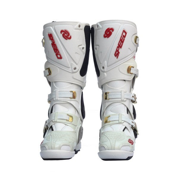Breathable Anti-Falling Motorcycle Riding Shoes in White & Black, Sizes 40-45