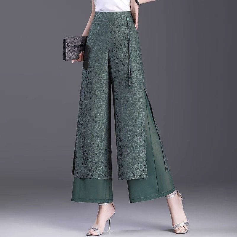 Irregular Style Split Pants Thin High Waist Loose