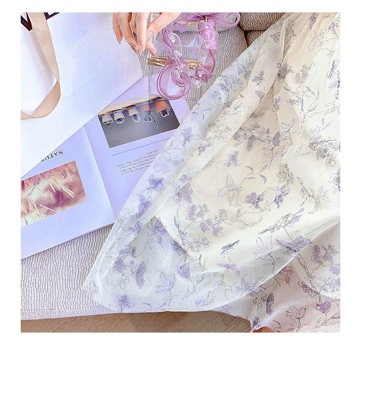 Ladies Fashion Personality Floral Chiffon Dress