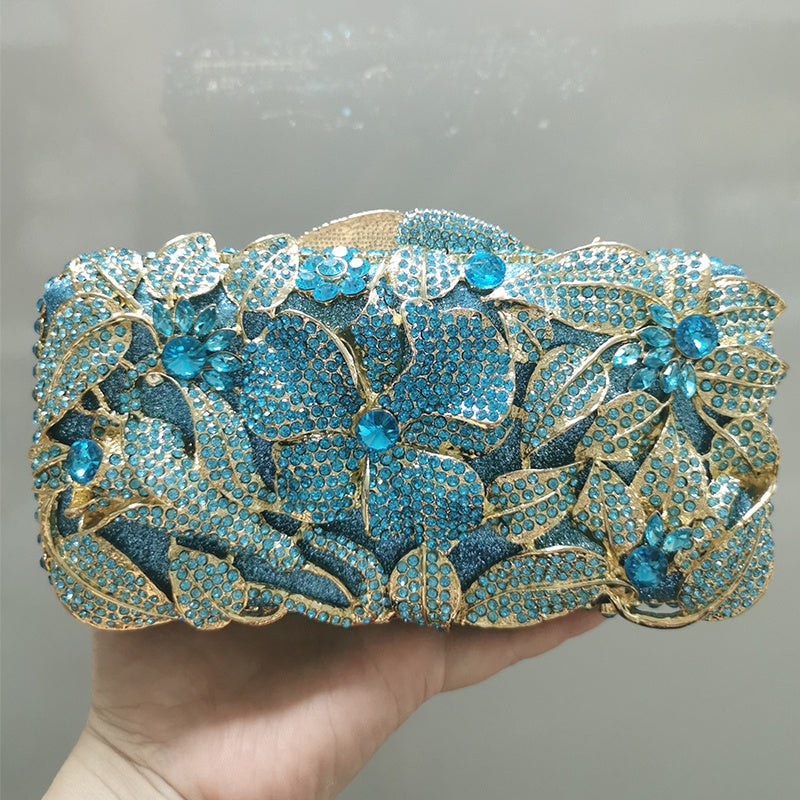 Ladies Rhinestone Flower Cutout Clutch 18CM