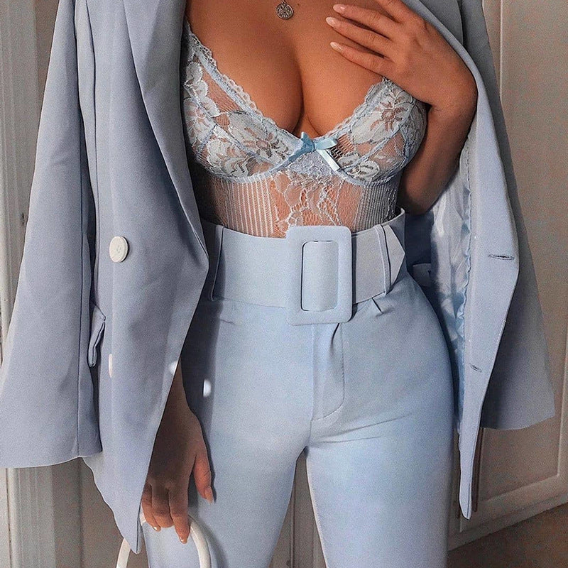 High Waist Slim Solid Color 9-Point Pants