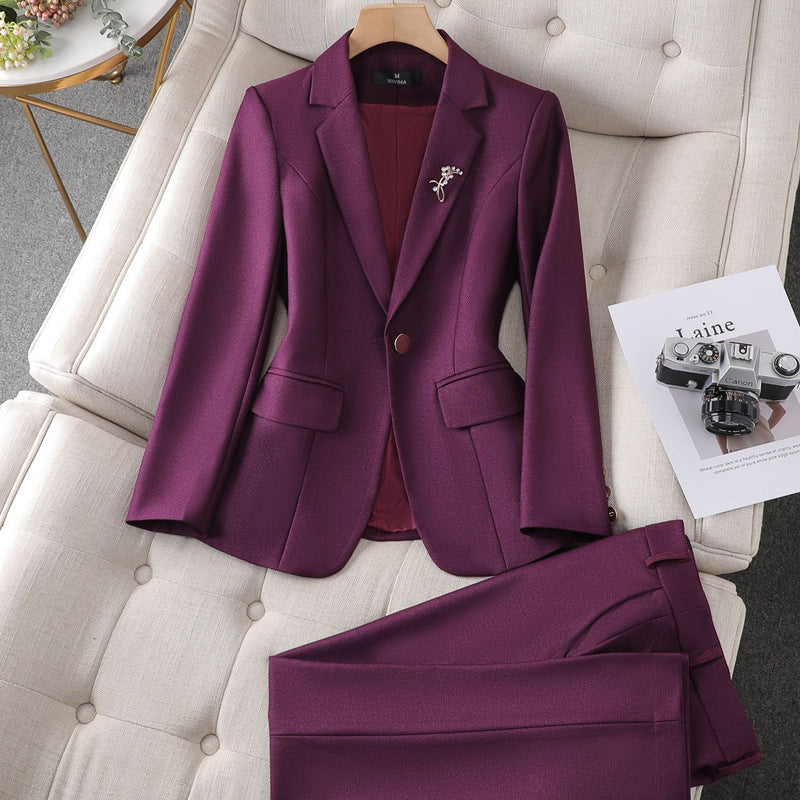 Women's Business Suit Casual Work Clothes Slim Fit Polyester