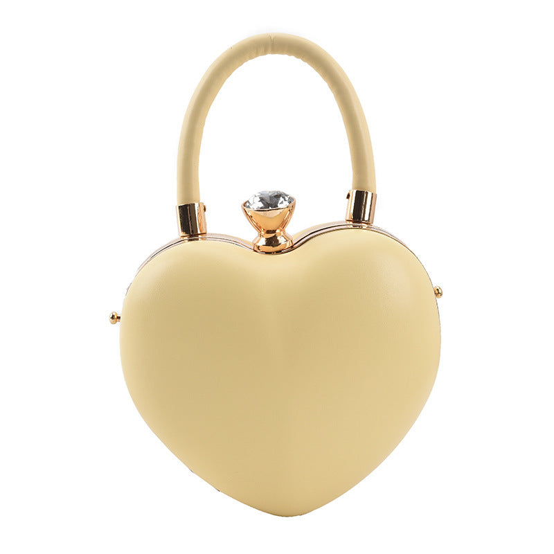 Sac à bandoulière en forme de cœur de style occidental, petit, avec chaîne, couleurs bonbon