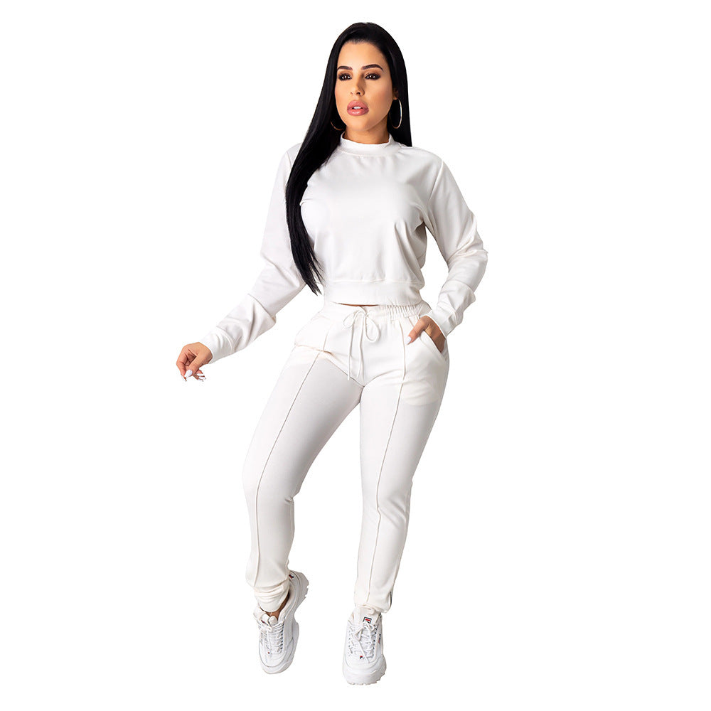 Ensemble pantalon de sport ample et sexy avec pull en maille