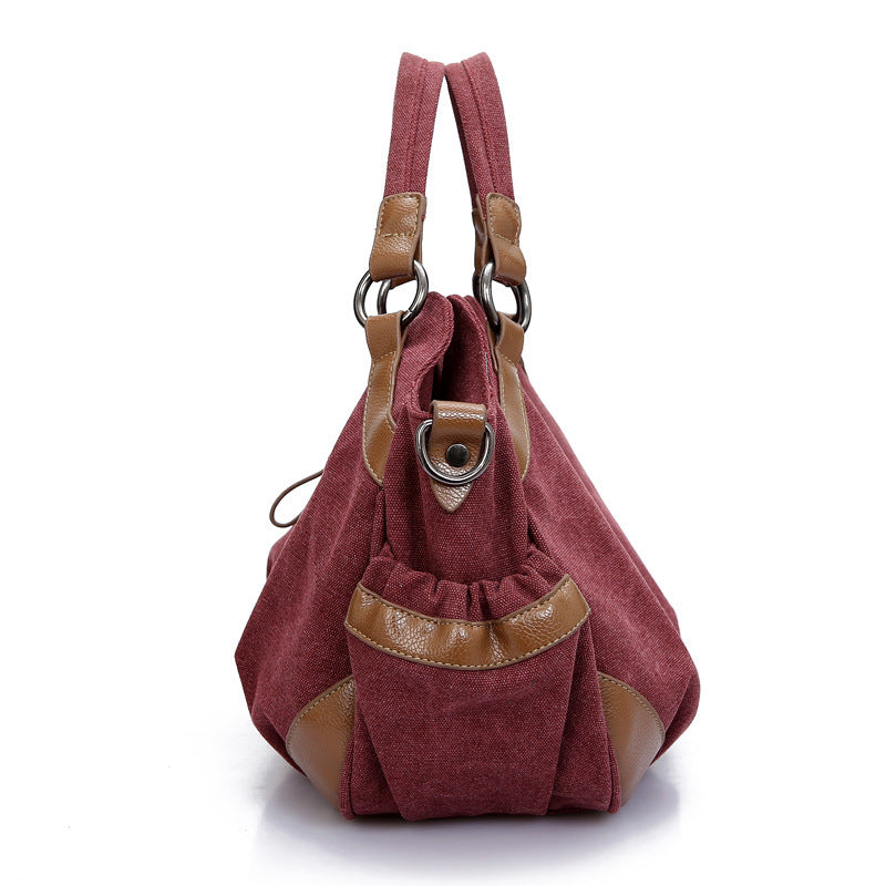 Classic High-Quality Canvas Women's Medium Handbag with Zipper