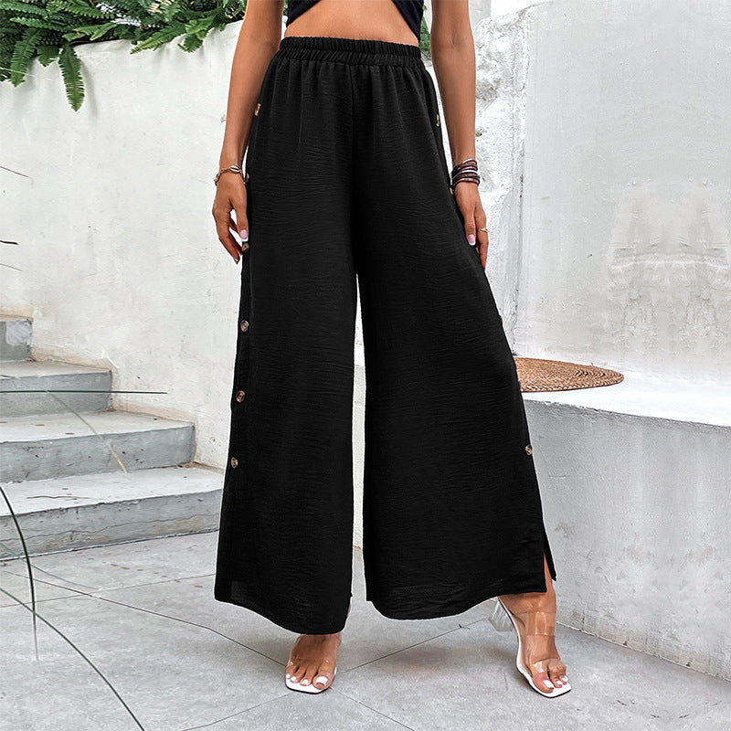 High Waist Black Wide Leg Pants for Women