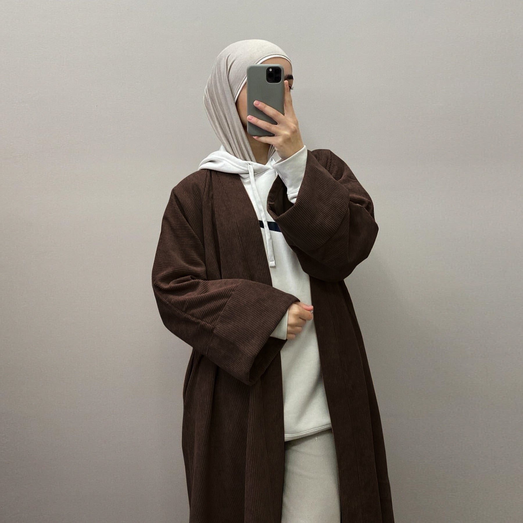 Wide Hem Loose Casual Cardigan Dress for Muslim women
