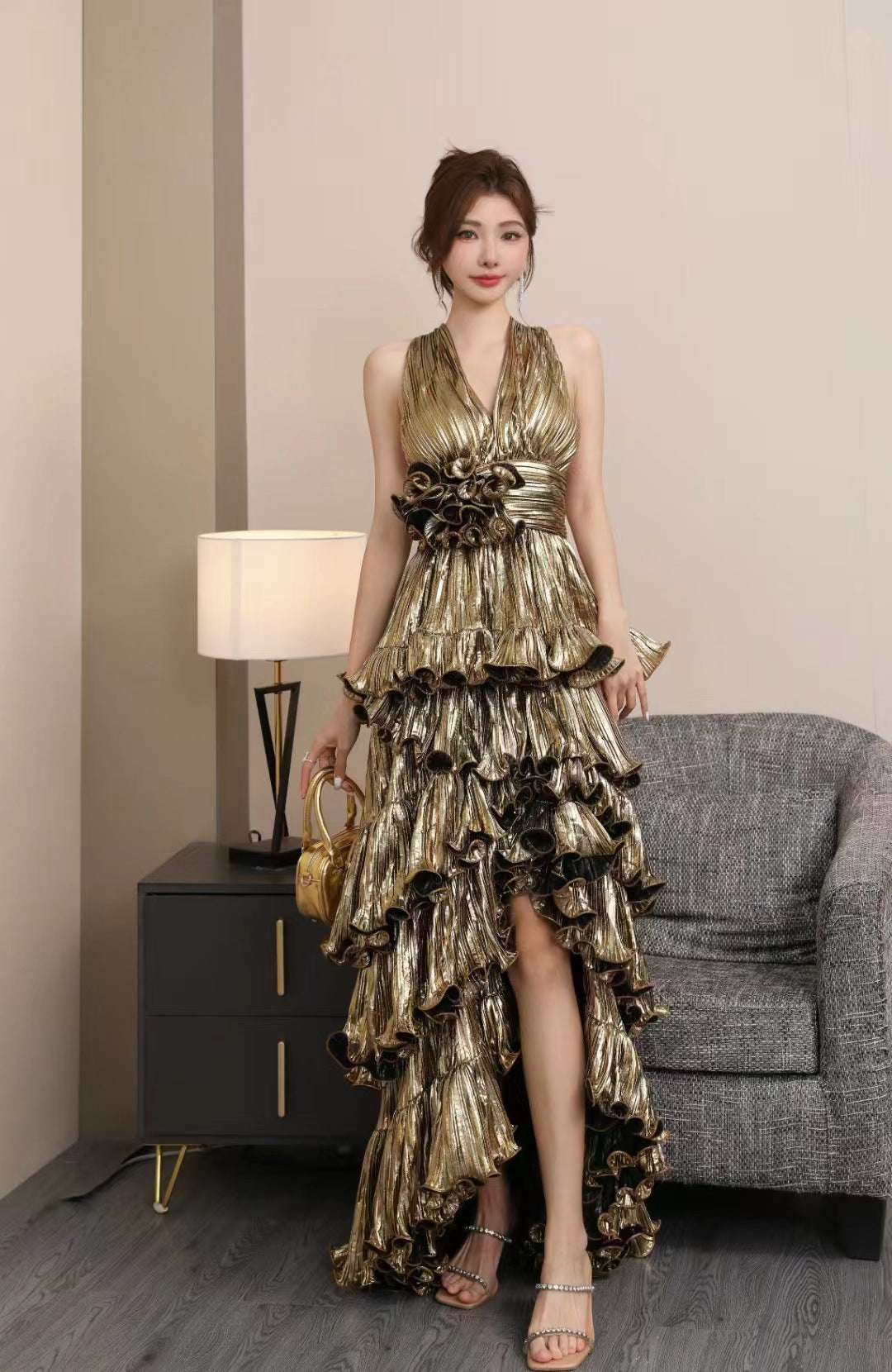 Robe à volants queue d'aronde pour femme, tendance et originale