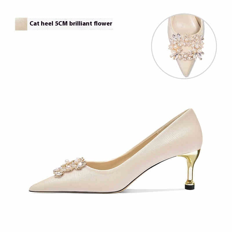 Escarpins de mariée à talons hauts en strass de cristal pour mariage français