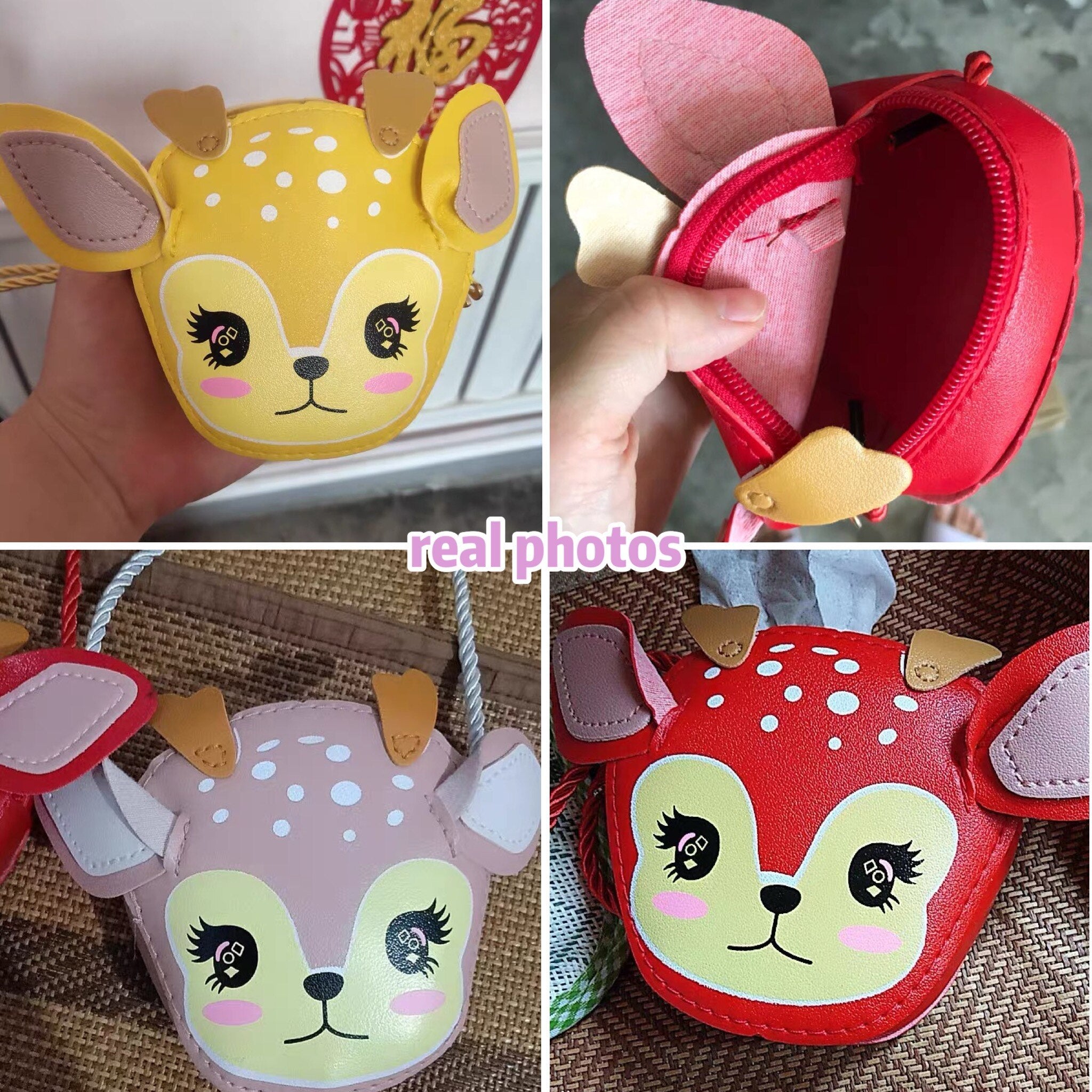 Mini sac bandoulière pour filles en cuir PU, design animal de dessin animé