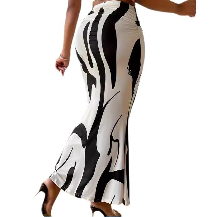 Robe amincissante imprimé zèbre style européen et américain