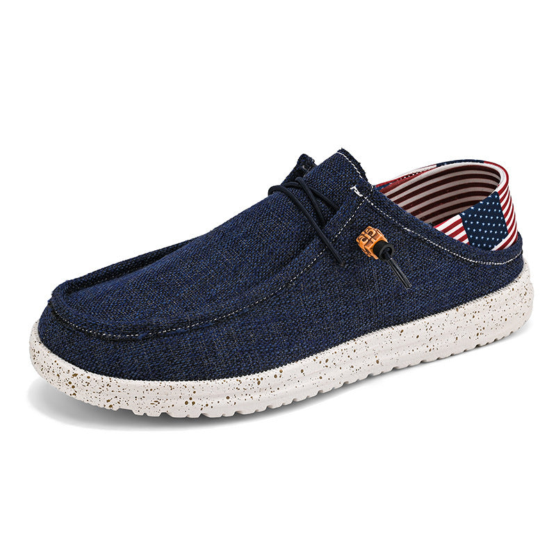 Men's Casual Canvas Shoes Mid Heel Black Blue Beige