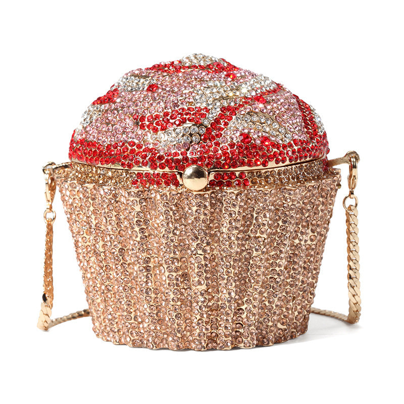 Small Cake-Shaped Full Diamond Cheongsam Hand-Carry Bag