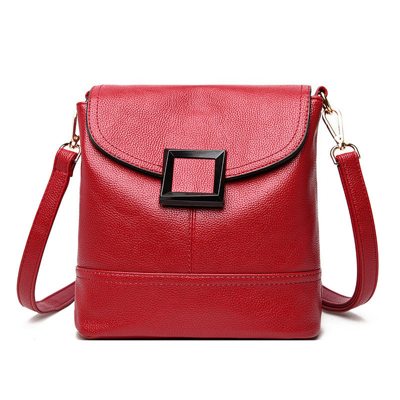 Sac à bandoulière en PU souple, petit carré, motif litchi, avec double sangle