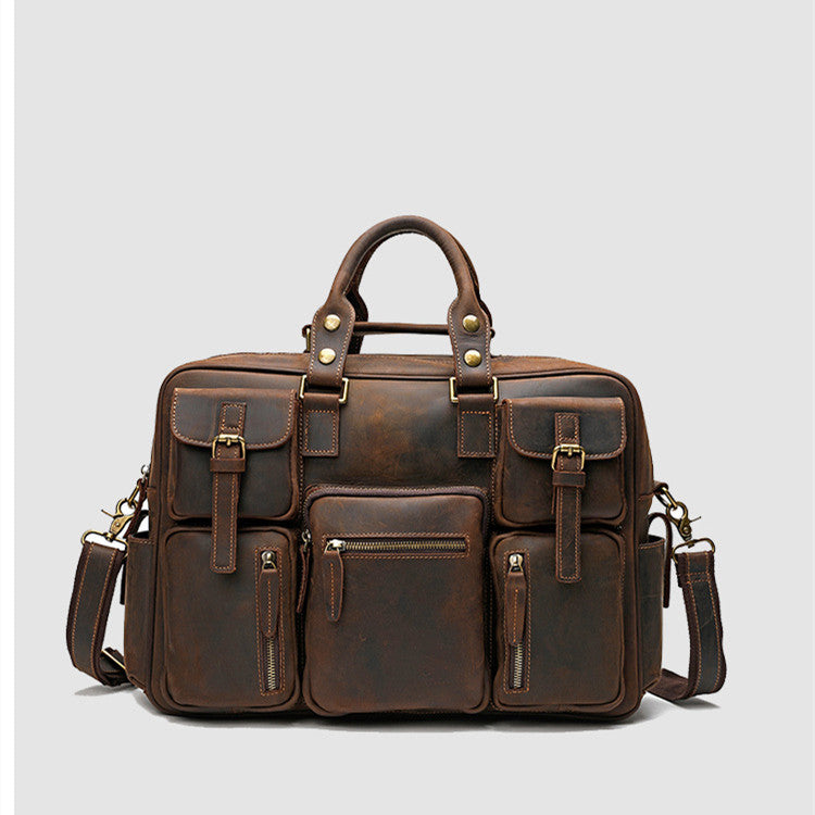Men's Large Capacity Top Layer Cowhide Leather Messenger Bag