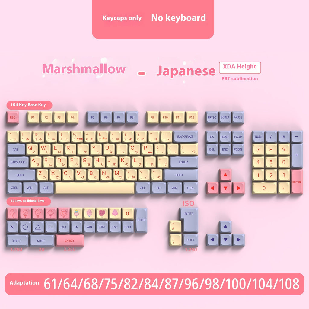 PBT Sublimation Mechanical Keyboard Keycaps Set - 136/139 Keys, Multiple Languages