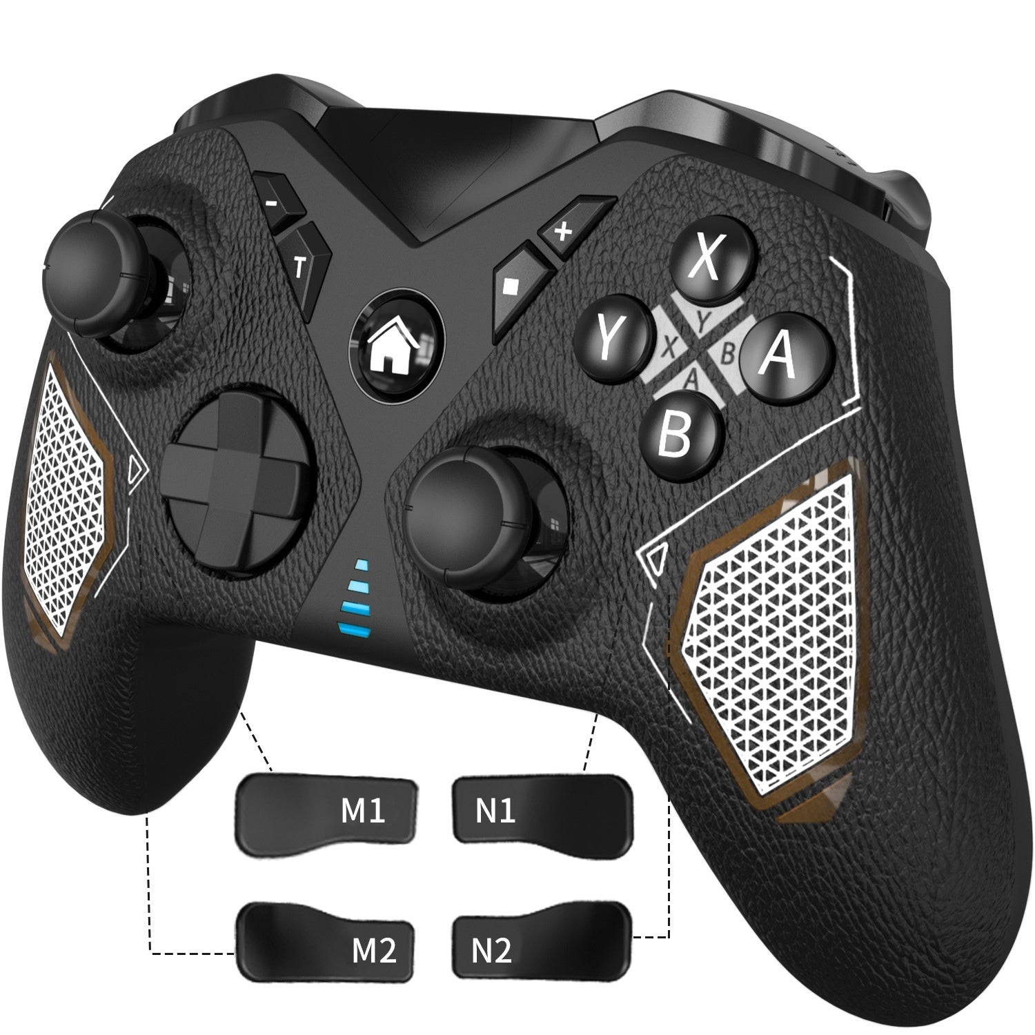 Wireless Game Controller with Leather Pattern and Type-C Interface
