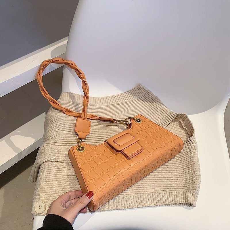 Sac de bras diagonal en PU français pour femmes - Couleurs unies
