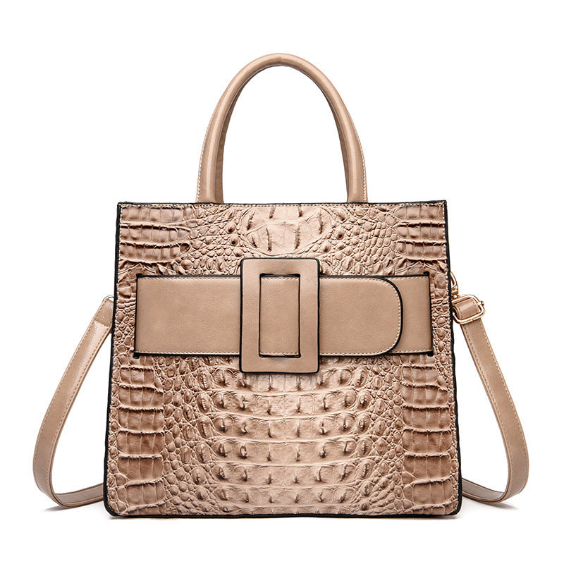 Grand sac à bandoulière vintage en PU pour femme avec motif crocodile