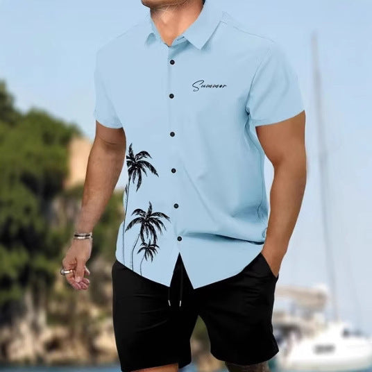 3D Digital Print Short Sleeve Shirt and Shorts Set