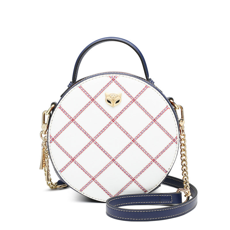 White Cowhide Leather Chain Shoulder Crossbody Pouch