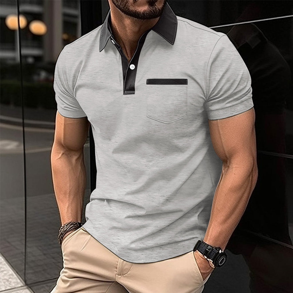 Chemise homme ajustée à manches courtes et poche poitrine