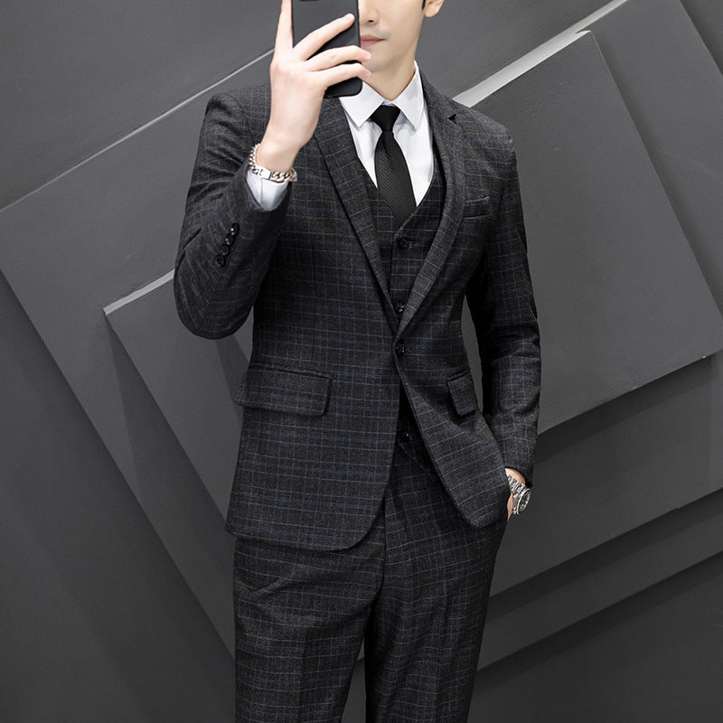Men's Slim Fit Three-Piece Leisure Suit for Youth