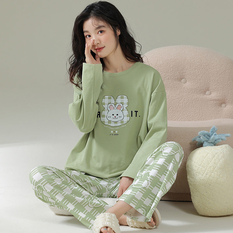 Vêtements d'intérieur en coton à manches longues avec motif de dessin animé pour le printemps et l'automne