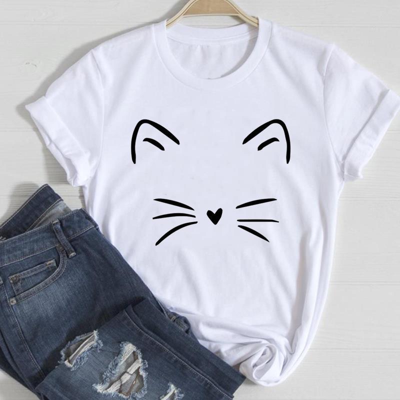 Cute Cat Printed European & American Short Sleeve T-Shirt