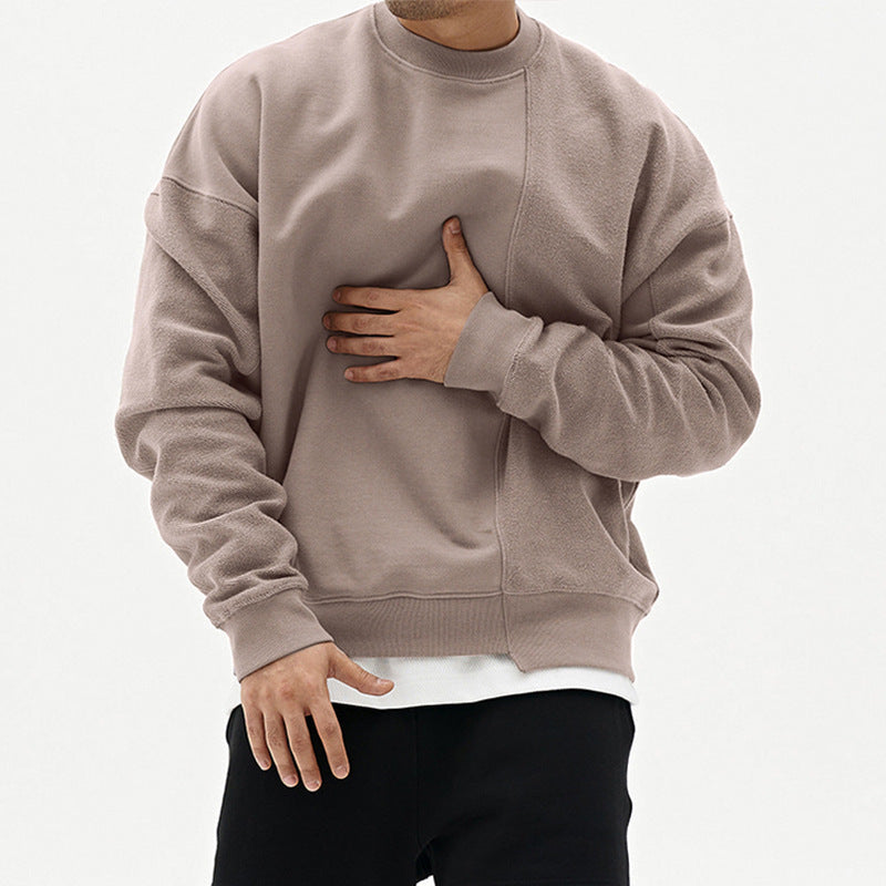 Men's Loose Round Neck Pullover Sweater Cotton Blend