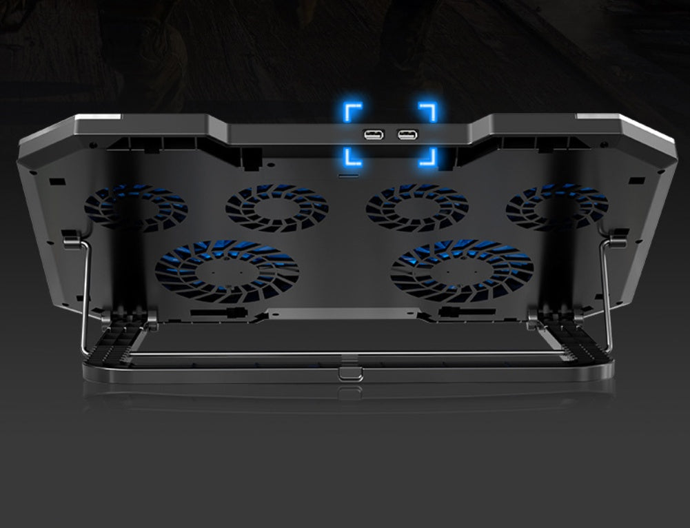 Notebook Cooling Base Radiator with Six-Core Heat Dissipation and RGB Lighting for Under 18" Laptops