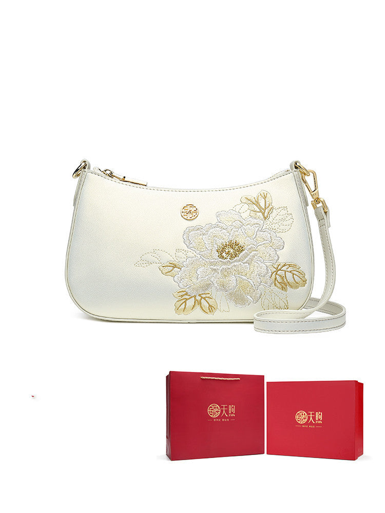 Purple Leather Messenger Bag Birthday Gift for Mother Mid-Autumn Festival