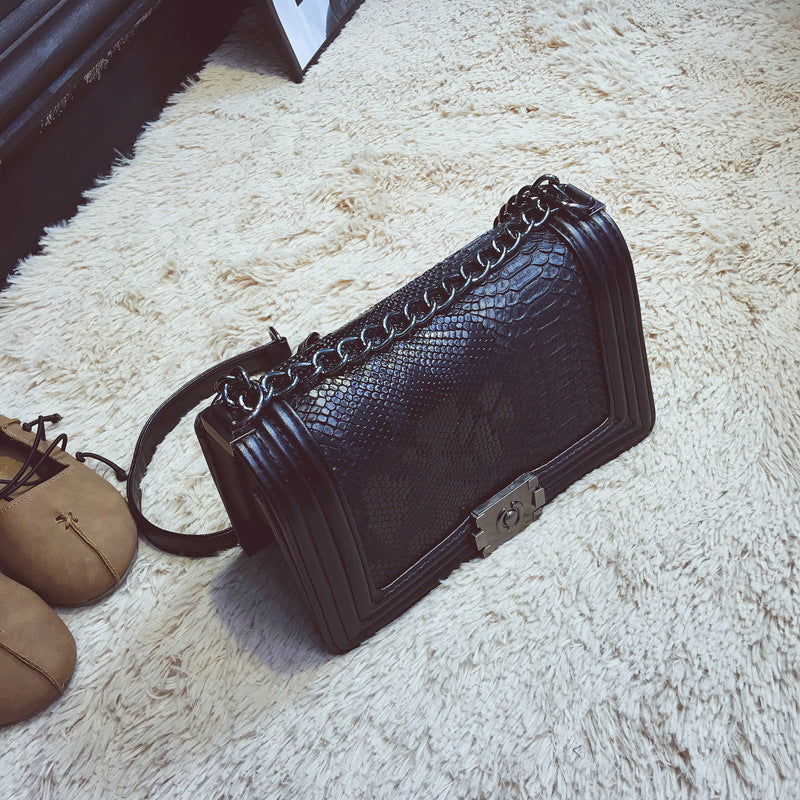Snake Lock PU Shoulder Bag 25CM