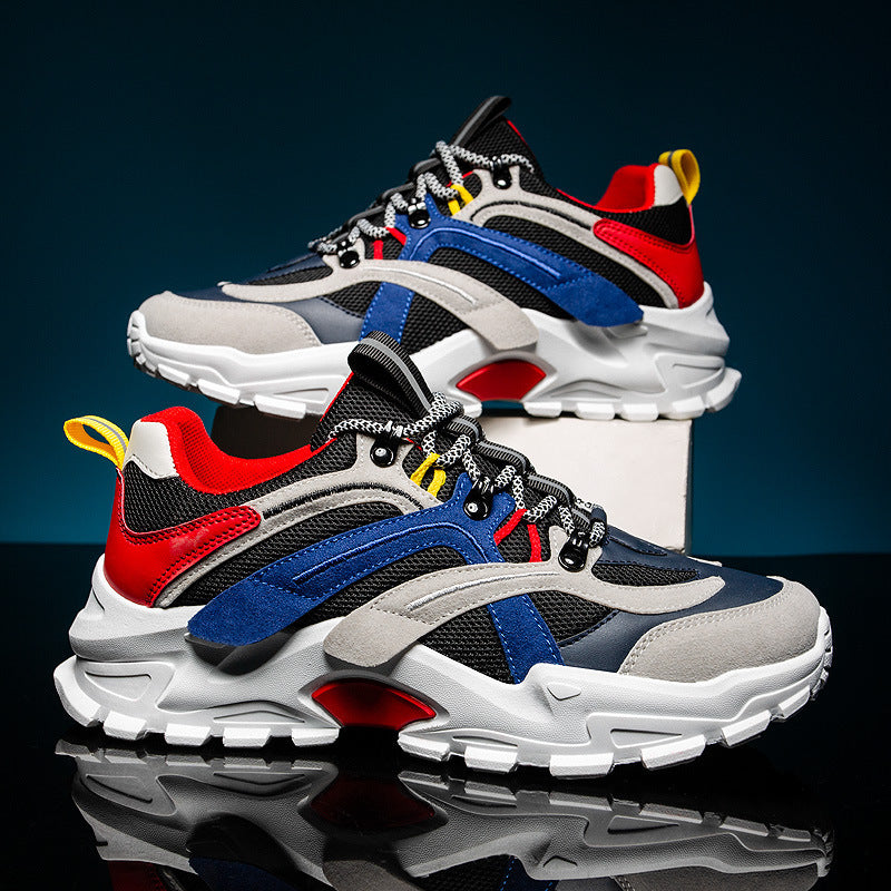 Men’s Colorful Trendy Sneakers with Rubber Sole and Leather Stitching