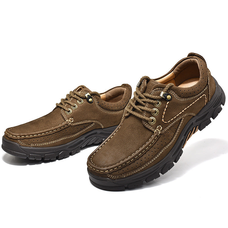 Men's British Style Business Casual Cowhide Lace-Up Shoes