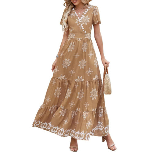 Robe étagée à manches évasées Floral Apricot