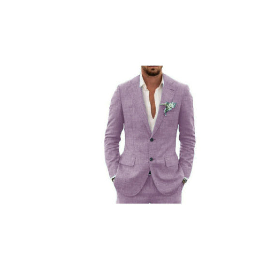 Costume homme coupe ajustée en lin et chanvre pour mariage et soirée