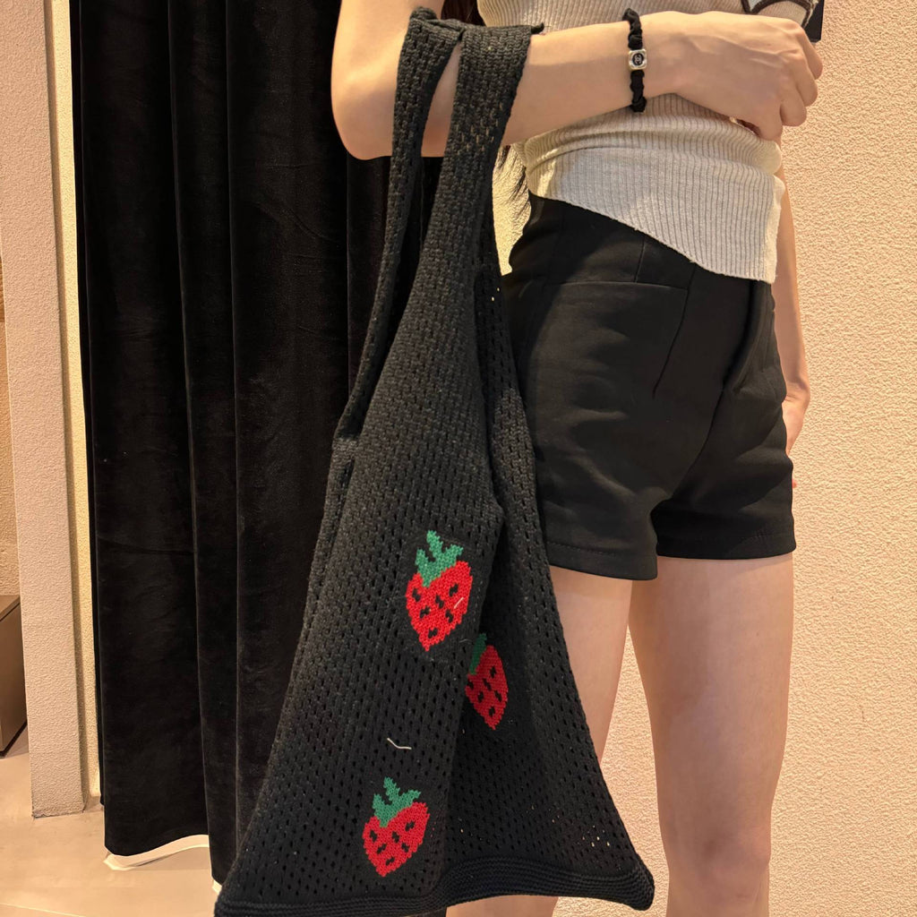 Strawberry Knitted Hollow Bag Polyester Urban Simplicity
