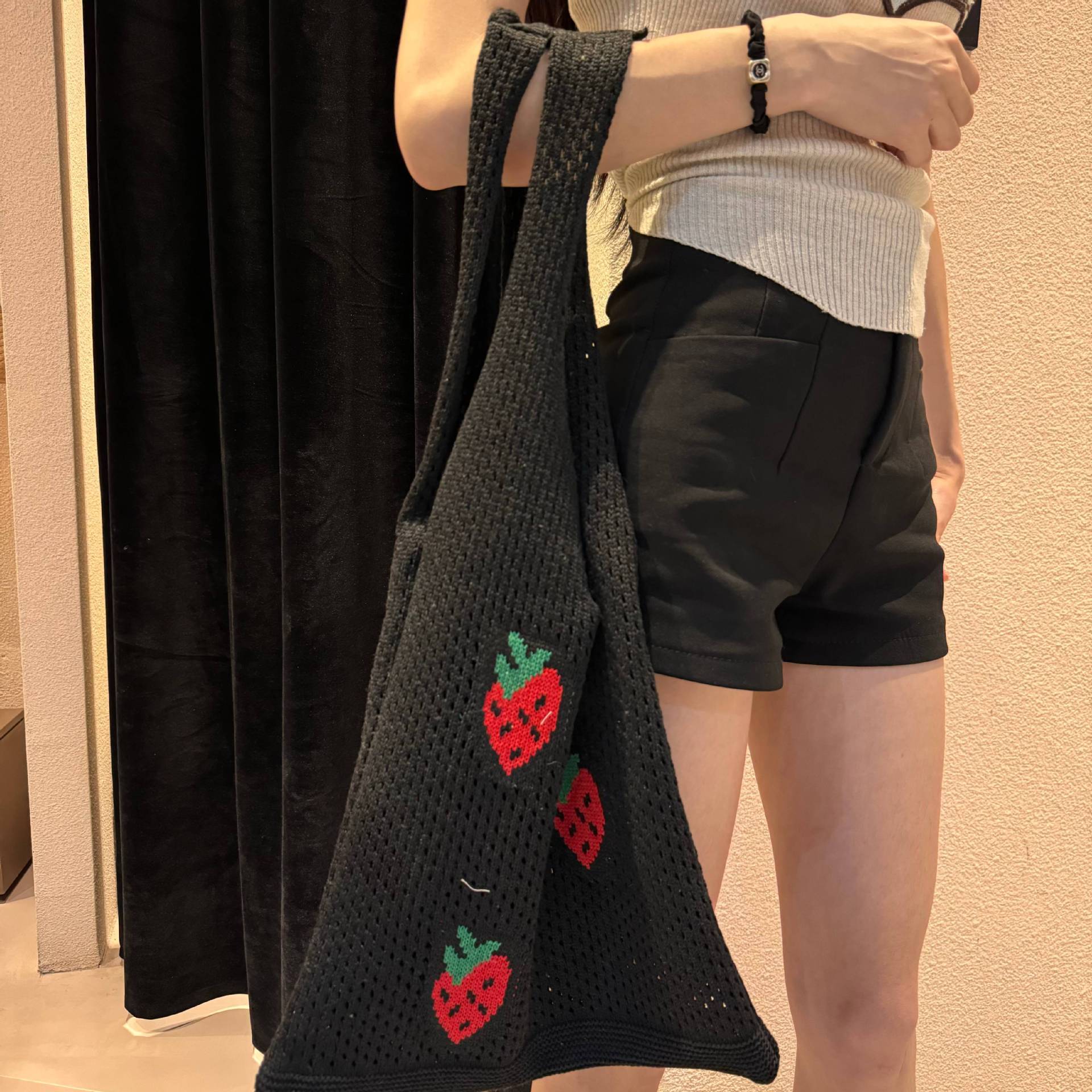 Strawberry Knitted Hollow Bag Polyester Urban Simplicity