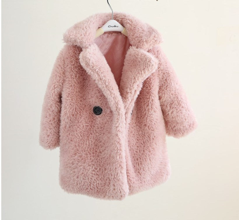 Manteau en fourrure pour enfants en laine cachemire mélangée, épais pour l'hiver