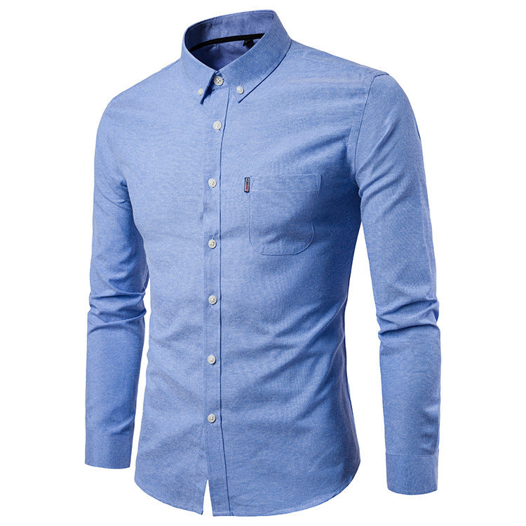 Men Shirts Slim Long Sleeve Dress Shirt