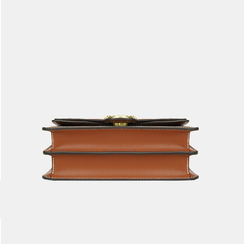 Sac à bandoulière croisé design en PU marron 22x7,5x14cm