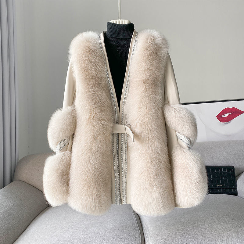 Loose Mid-Length Warm Fur Coat for Women