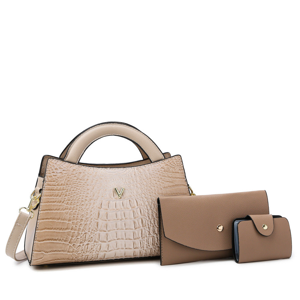 Women's Crossbody Leather Crocodile Pattern Shoulder Handbag