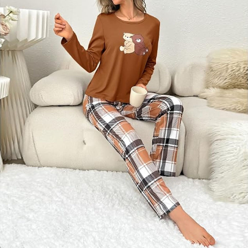 Ensemble de pyjama à carreaux automne-hiver - Haut à manches longues et pantalon